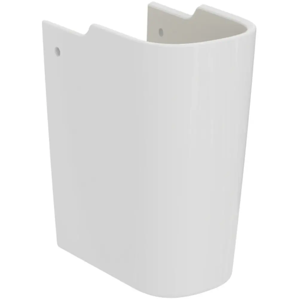 Weißes Wandmodul von Ideal Standard, mit abgerundeten Kanten und zwei Befestigungslöchern zur Anbringung an der Wand.